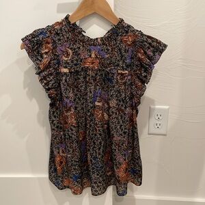 Ulla Johnson Louise Floral Ruffle Sleeve Top